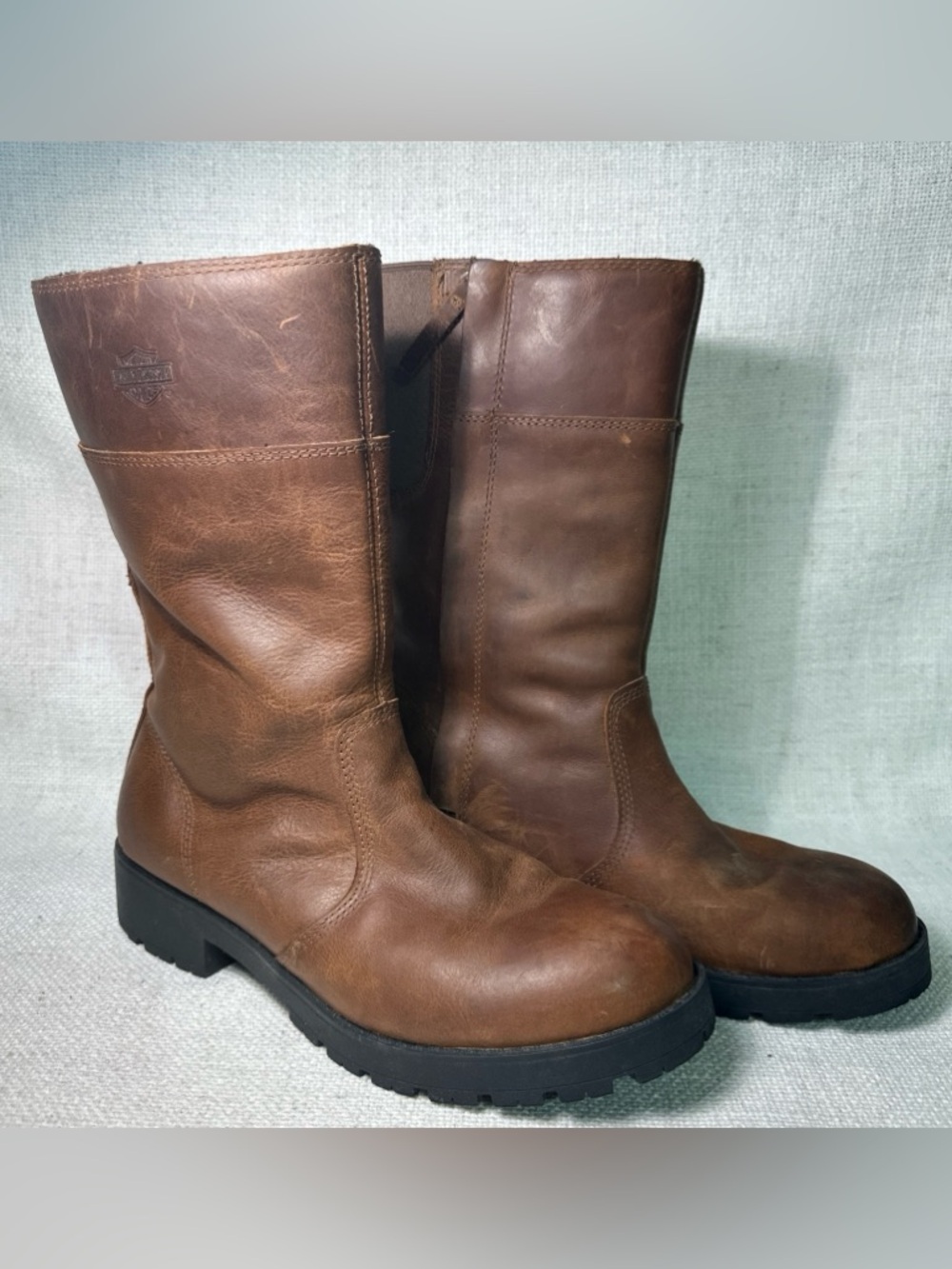 Harley-Davidson Lynwood Pull On D87220 Womens Brown Leather Motorcycle Boots 9.5